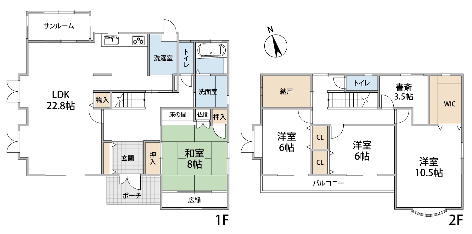 富山市月岡西緑町|2026年9月リフォーム完了・収納が充実したゆとりある住まいの間取り