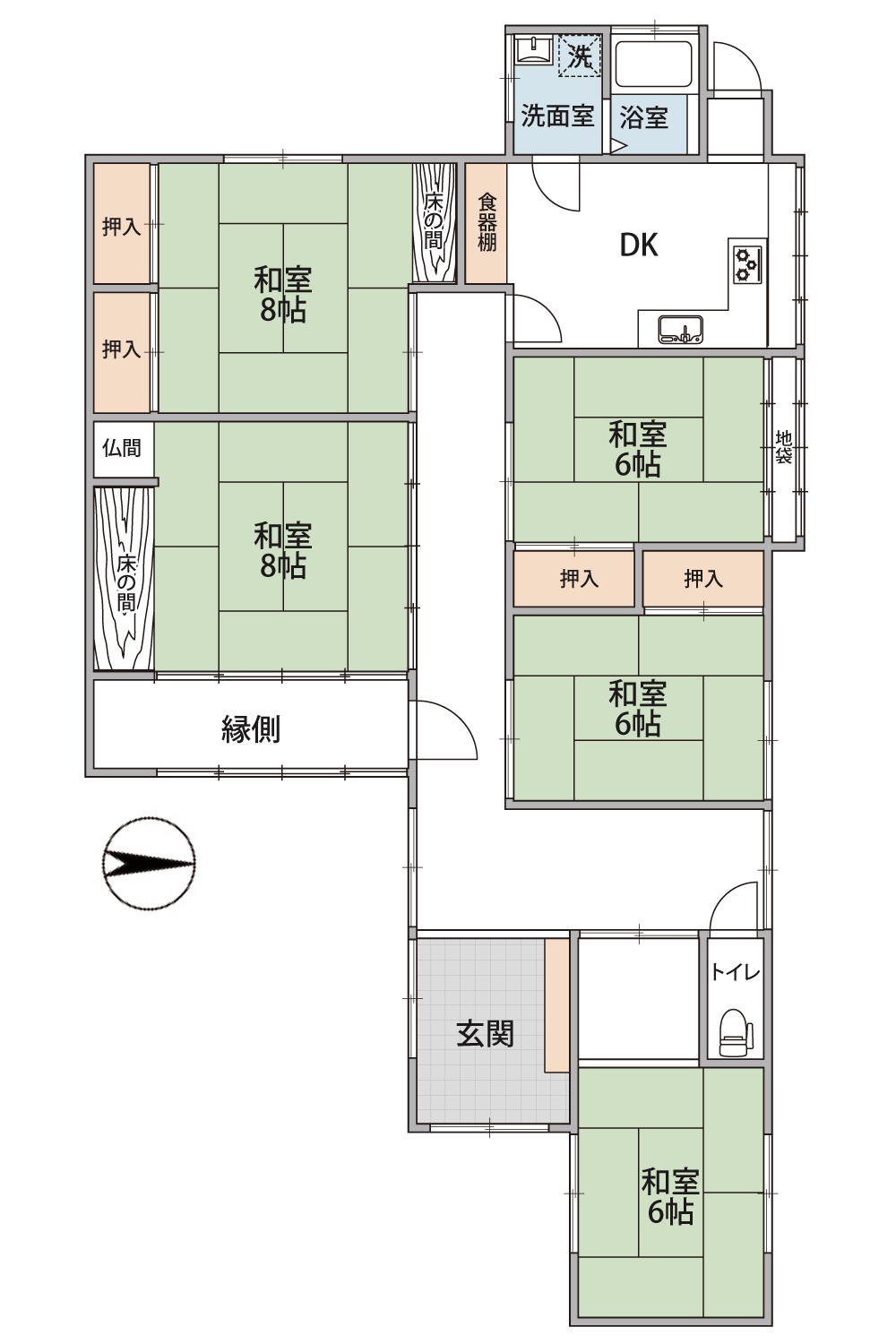 富山市金山新|立山連峰が一望!約111坪の広い敷地・ゆとりある平屋住宅の間取り